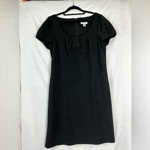 LOFT Black shift dress with ruffle detail